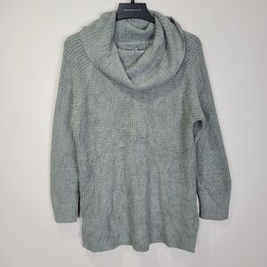 BAREFOOT DREAMS Cozy Chic Lite Waffle Cowl Neck Tunic Sweater Size L Agave Green